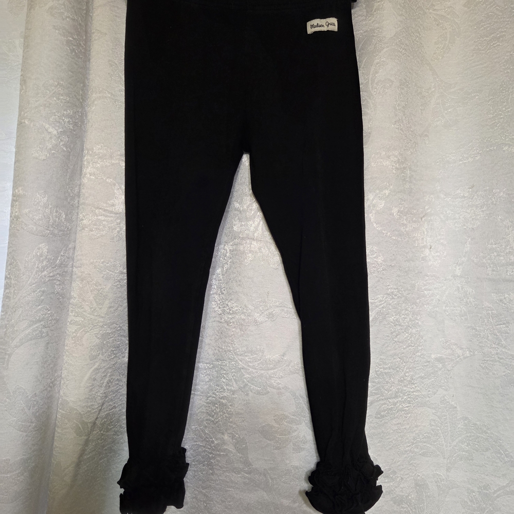 Madison Black Kids Leggings with Ruffle Detail